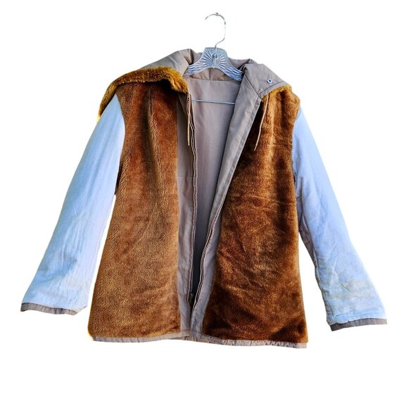 Vintage Triton Hall Hong Kong Men’s Ski Jacket Faux Fur Lined Beige Hood - Picture 13 of 16